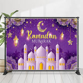 Lofaris Elegant Mandala Moon Palace Purple Ramadan Backdrop